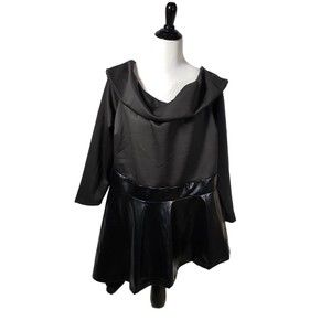 Ashley Stewart Women's Plus 22/24 Black Polyurethane Polyester Stretch Top NWT